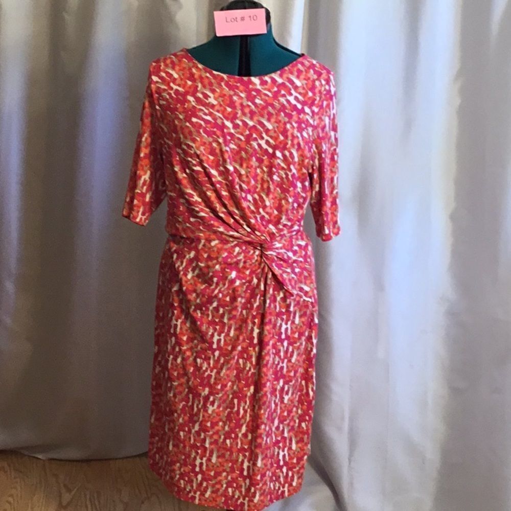 NWOT CHAUS XL dress with 3/4 length sleeves in vibrant colors - Picture 2 of 12